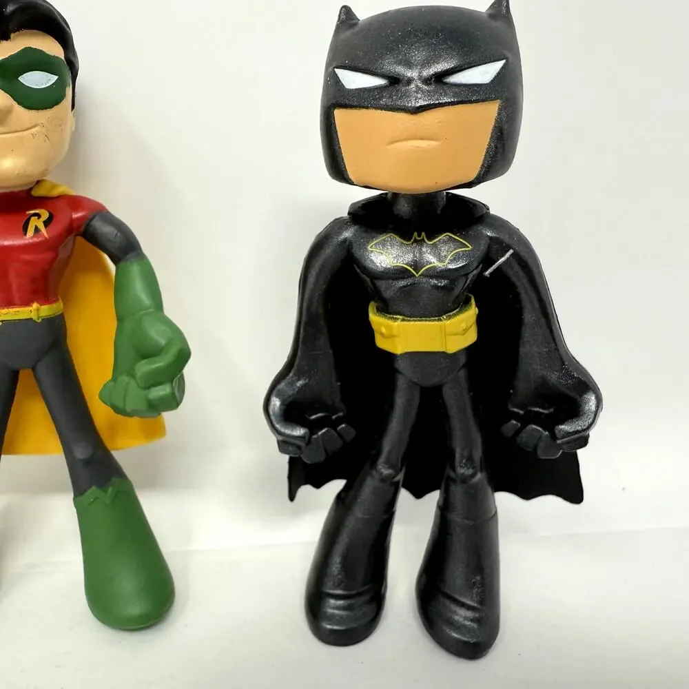 Lot of 3 Mattel DC Comics Batman Robin Superman Action Figures Bendable Toy